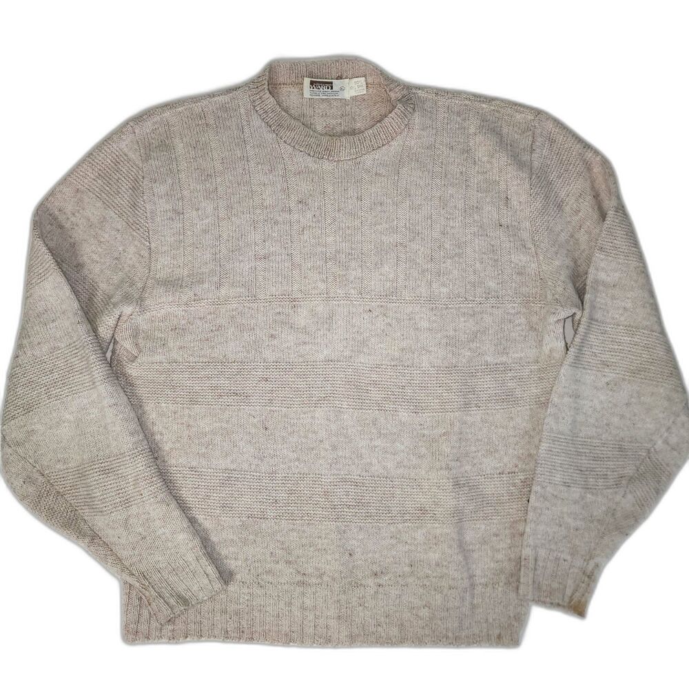 Vintage Montgomery Ward Beige Wool Blend Sweater Size XL